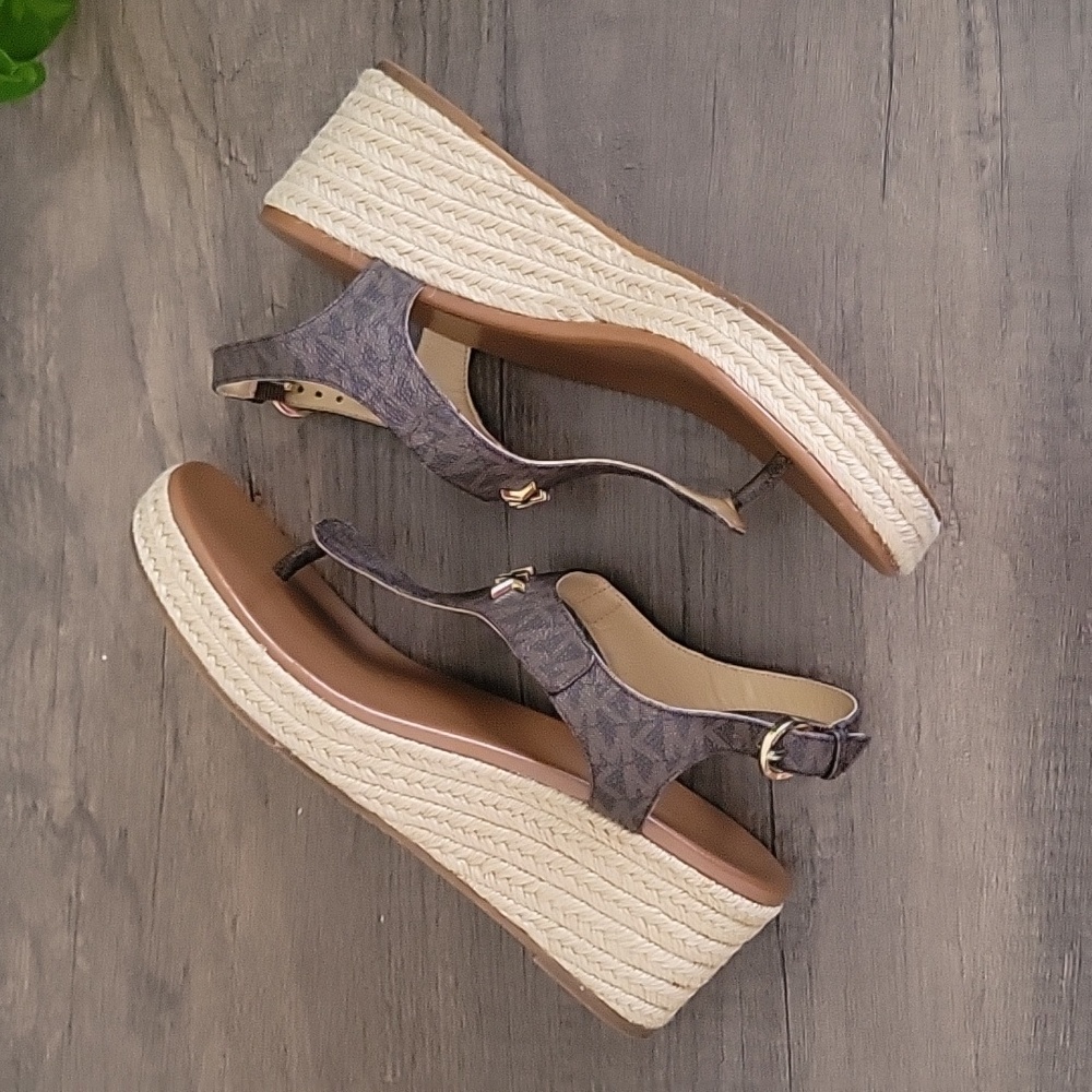 Michael Kors MK Laney T Strap Thong Espadrille Wedge Sandals 8.5 - Picture 10 of 13